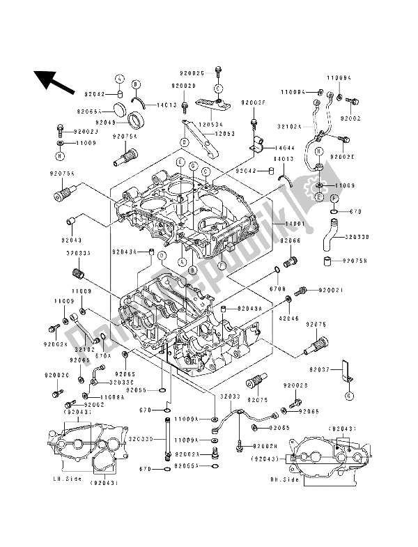 Todas las partes para Caja Del Cigüeñal de Kawasaki GPZ 500S 1992