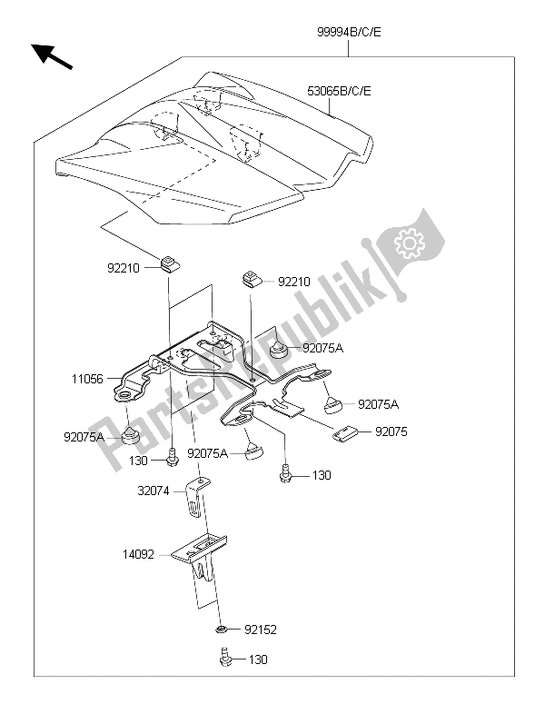 Tutte le parti per il Accessorio (coprisella Singolo) del Kawasaki Z 1000 SX 2015