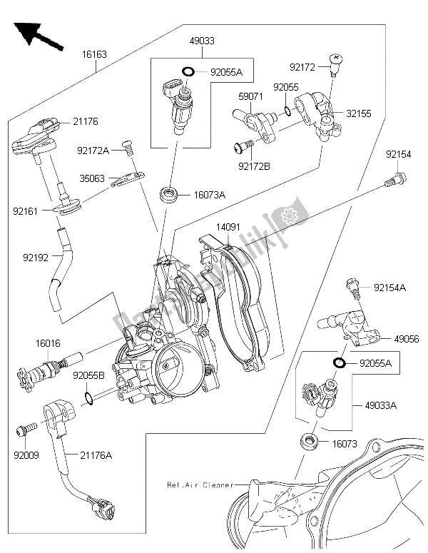 Todas as partes de Acelerador do Kawasaki KX 250F 2015