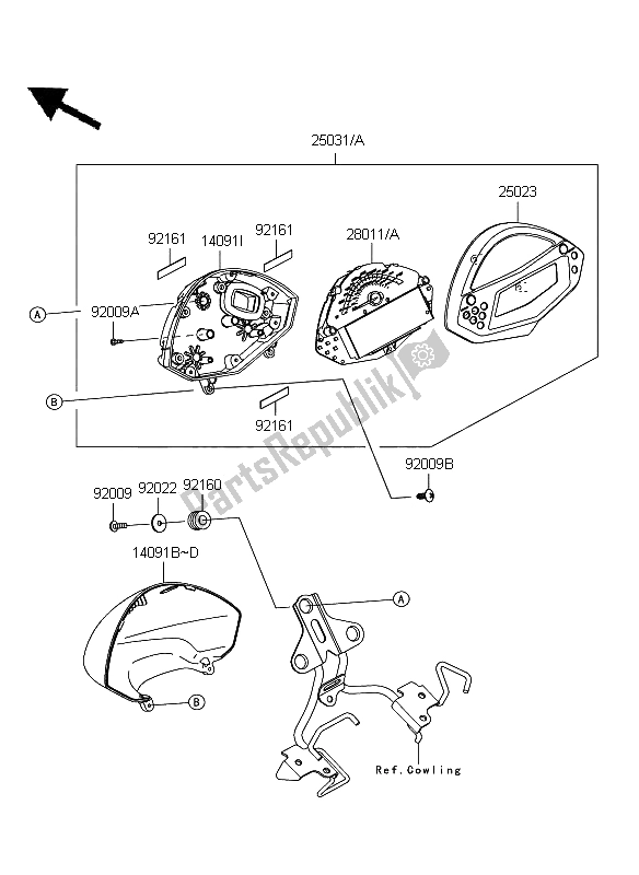 All parts for the Meter of the Kawasaki ER 6N 650 2009