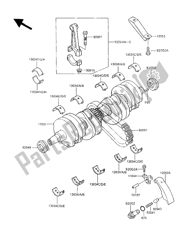 Toutes les pièces pour le Vilebrequin du Kawasaki GPX 600R 1994