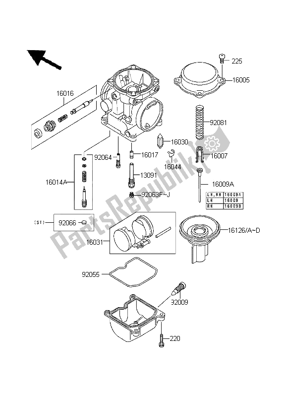 Tutte le parti per il Parti Del Carburatore del Kawasaki KLE 500 1995