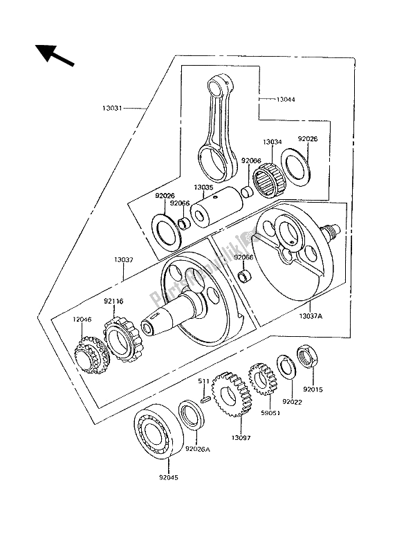 Toutes les pièces pour le Vilebrequin du Kawasaki KLR 600 1994