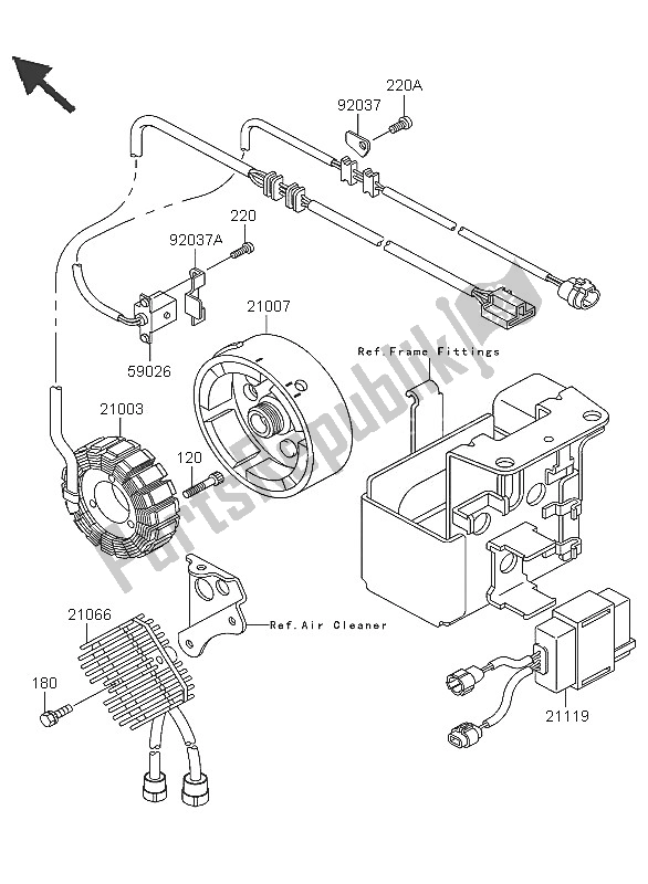 All parts for the Generator of the Kawasaki KLF 300 4X4 2005