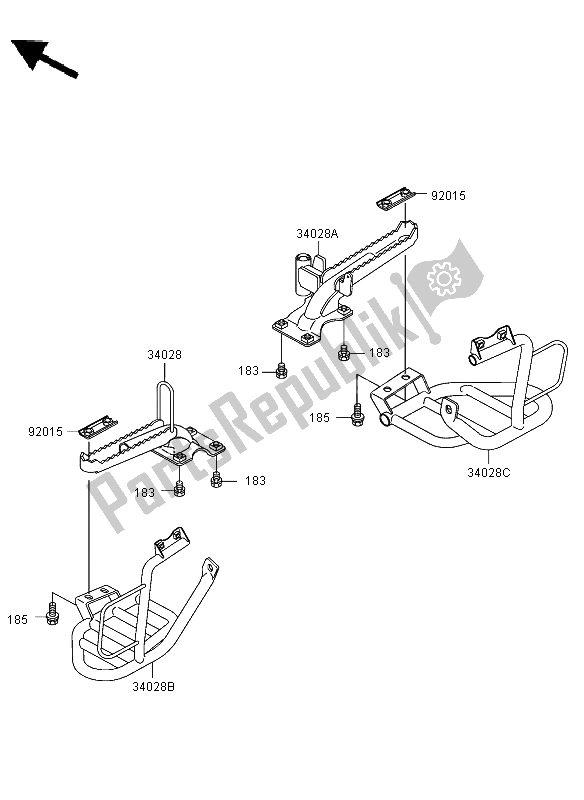 Tutte le parti per il Poggiapiedi del Kawasaki KLF 300 2002
