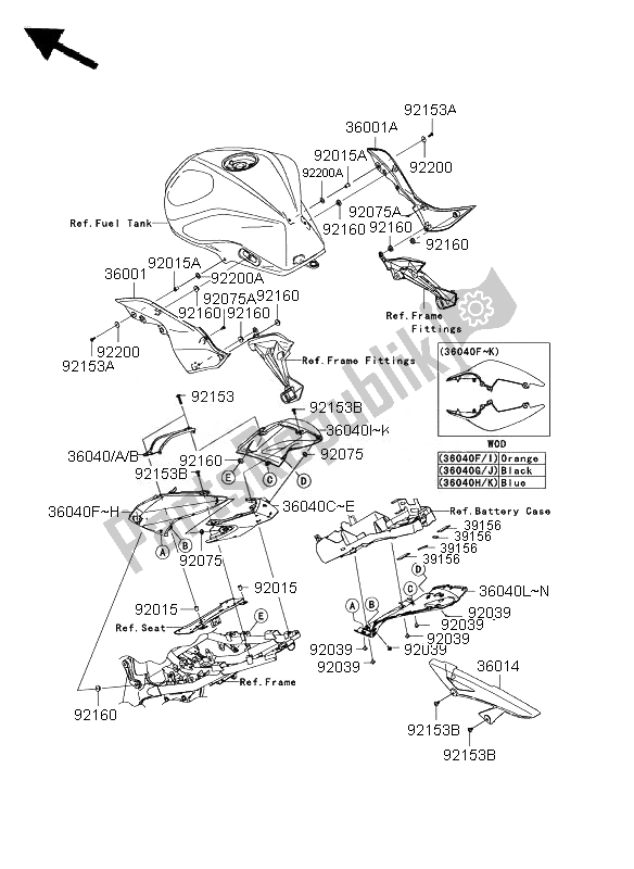 Toutes les pièces pour le Couvercles Latéraux Et Chaîne du Kawasaki Z 1000 ABS 2007