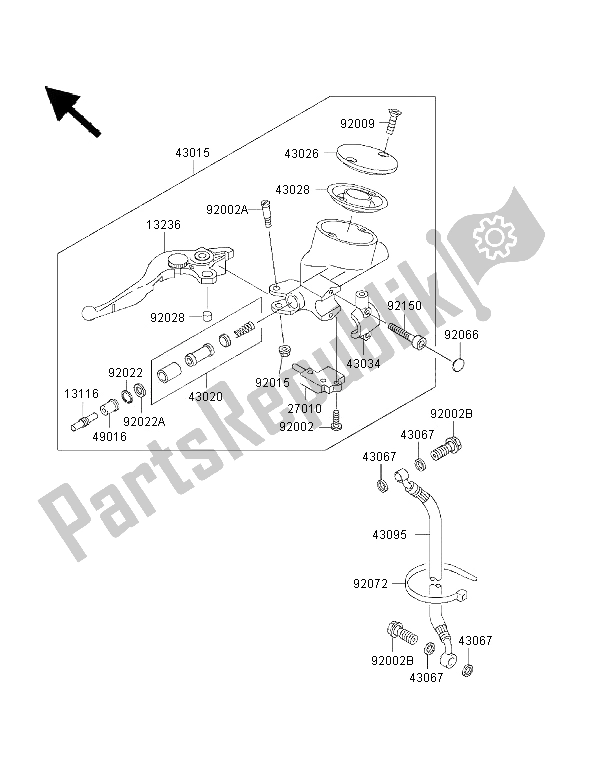 All parts for the Clutch Master Cylinder of the Kawasaki VN 1500 Classic Tourer FI 2001