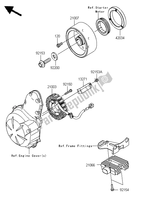 All parts for the Generator of the Kawasaki ER 6F 650 2012