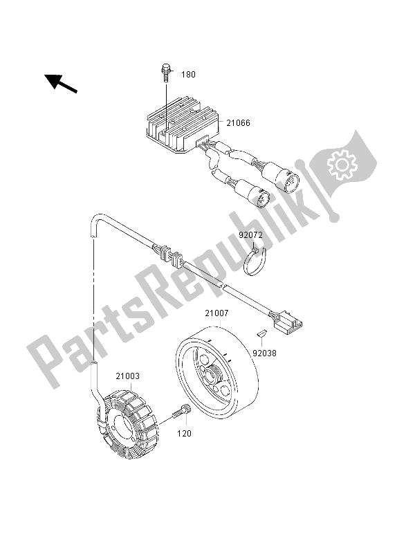 All parts for the Generator of the Kawasaki KVF 300 Prairie 4X4 2002