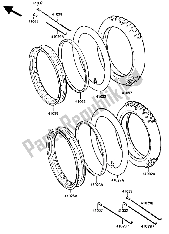 Tutte le parti per il Pneumatico del Kawasaki KMX 200 1988