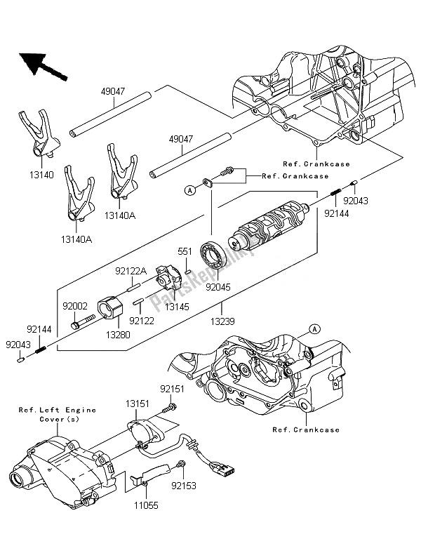 All parts for the Gear Change Drum & Shift Fork of the Kawasaki VN 1700 Voyager Custom ABS 2011