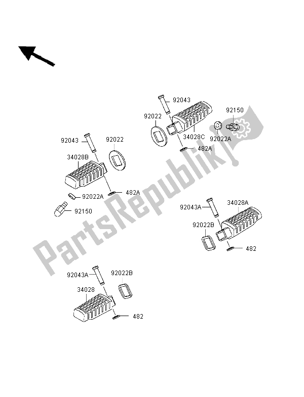 Tutte le parti per il Poggiapiedi del Kawasaki ER 500 1998