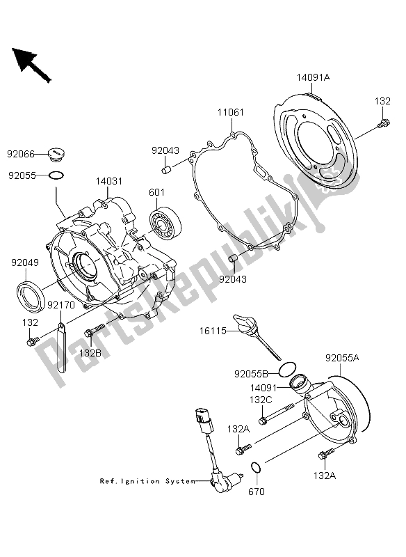 All parts for the Engine Cover of the Kawasaki KVF 360 4X4 2004