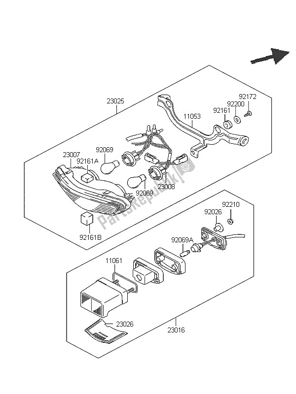 Tutte le parti per il Fanale Posteriore del Kawasaki KLV 1000 2005