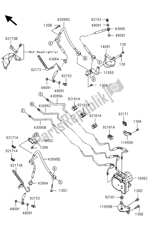 All parts for the Brake Piping of the Kawasaki VN 1700 Classic Tourer ABS 2013