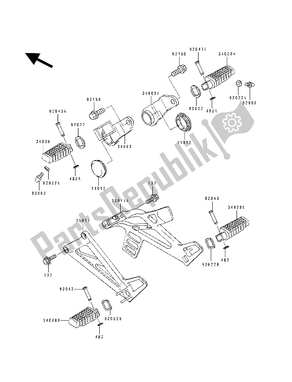 Tutte le parti per il Poggiapiedi del Kawasaki KLE 500 1993