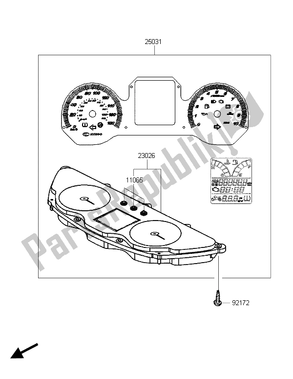 All parts for the Meter(s) of the Kawasaki J 300 ABS 2015