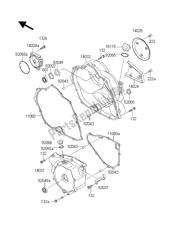 Toutes les pièces pour le Couvert De Moteur du Kawasaki KLF 300 2001