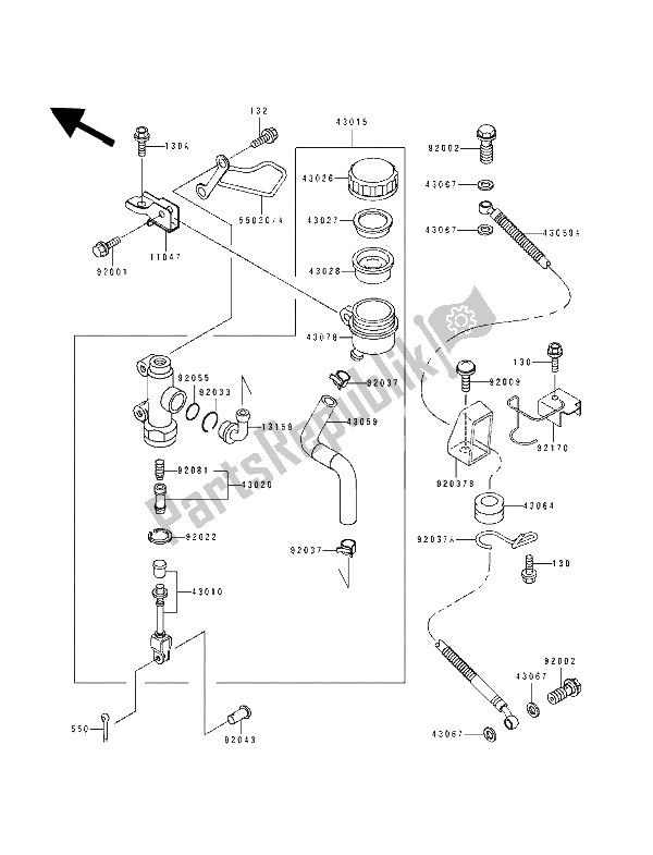 Toutes les pièces pour le Maître-cylindre Arrière du Kawasaki ZZ R 1100 1993