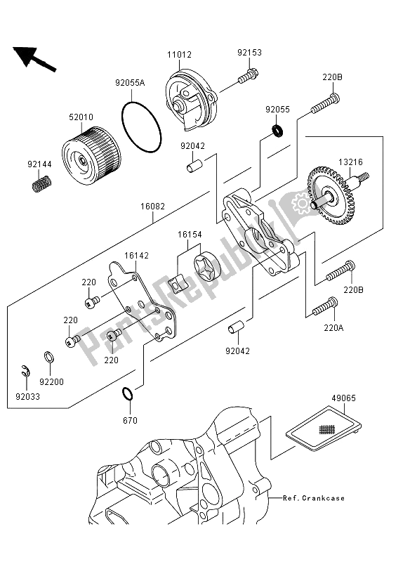 All parts for the Oil Pump of the Kawasaki KLX 250 2013