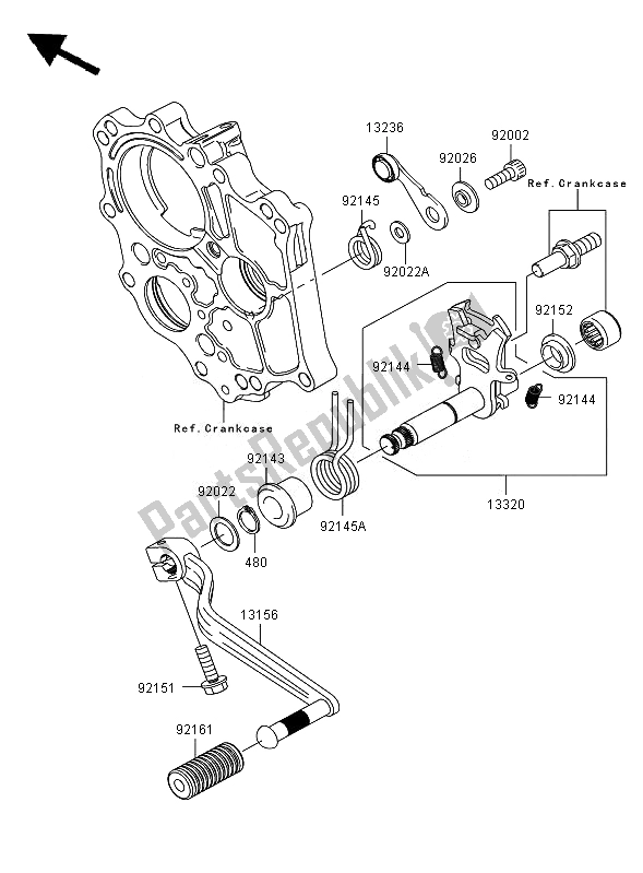 All parts for the Gear Change Mechanism of the Kawasaki ER 6F 650 2007