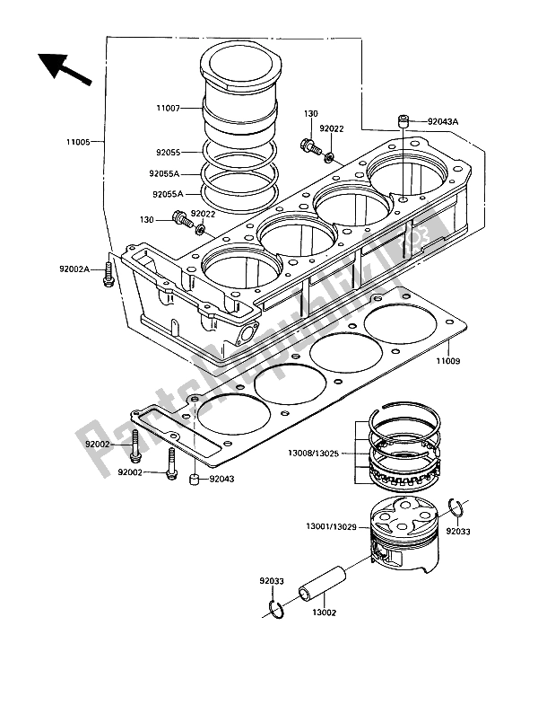Tutte le parti per il Cilindro E Pistone del Kawasaki GPZ 900R 1989