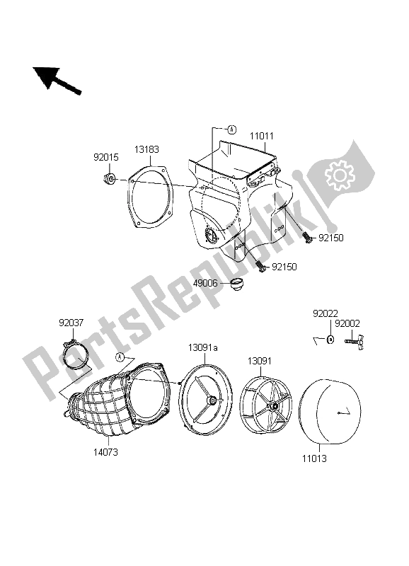 All parts for the Air Cleaner of the Kawasaki KX 500 1995