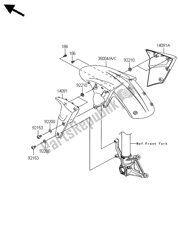 Todas las partes para Guardabarros Delantero de Kawasaki Ninja ZX 6R 600 2007