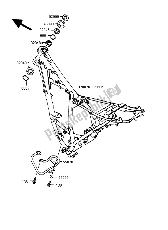 Todas as partes de Quadro, Armação do Kawasaki KMX 125 LW 1995