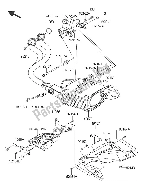 All parts for the Muffler(s) of the Kawasaki ER 6N 650 2016