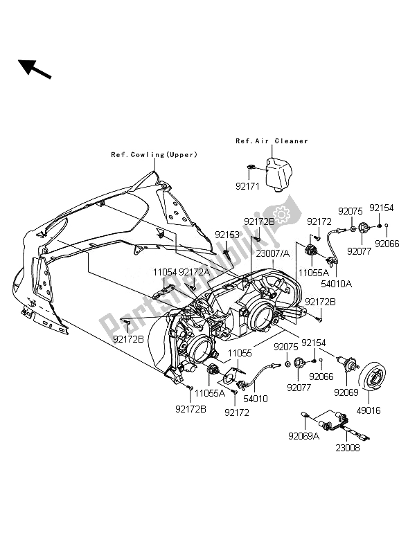 All parts for the Headlight of the Kawasaki 1400 GTR ABS 2011