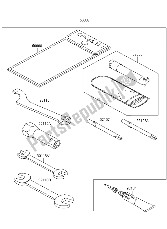 Tutte le parti per il Strumenti Proprietari del Kawasaki KLF 300 2002