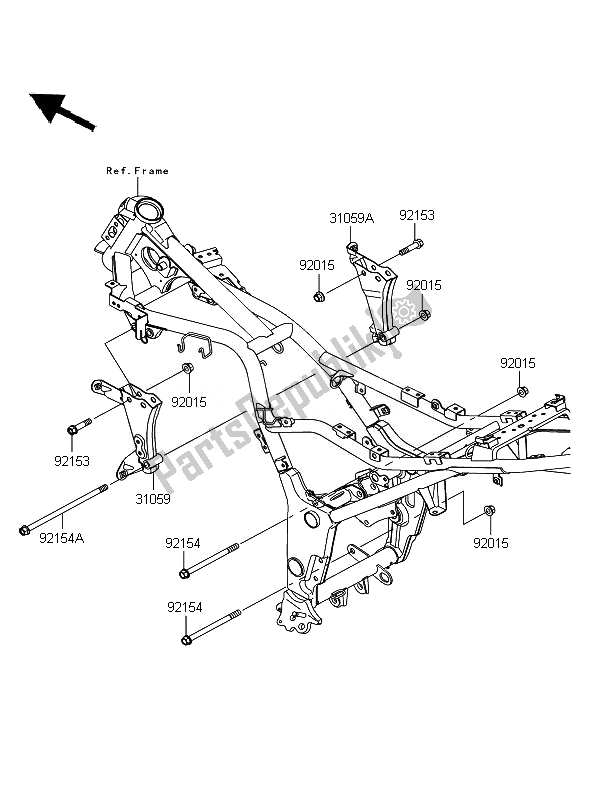 All parts for the Engine Mount of the Kawasaki Ninja 250R 2010