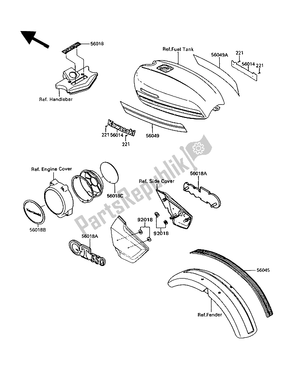 All parts for the Decals of the Kawasaki GT 550 1994