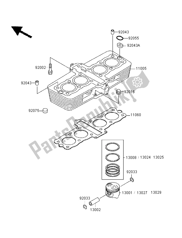 Todas las partes para Cilindro Y Pistón de Kawasaki Zephyr 550 1996