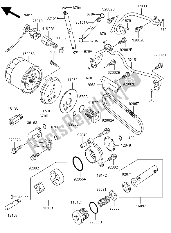 All parts for the Oil Pump of the Kawasaki VN 800 Classic 2006