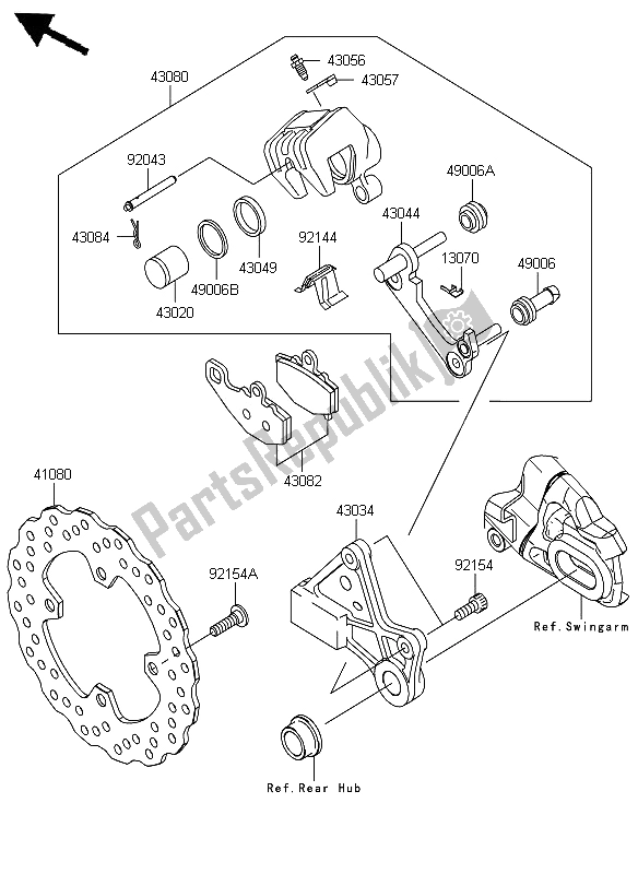 All parts for the Rear Brake of the Kawasaki ER 6N 650 2012