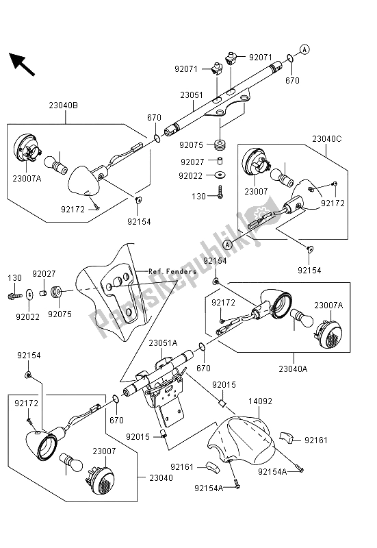 Toutes les pièces pour le Clignotants du Kawasaki VN 1700 Voyager Custom ABS 2013