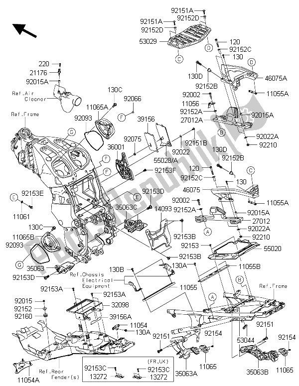 All parts for the Frame Fittings of the Kawasaki 1400 GTR ABS 2015