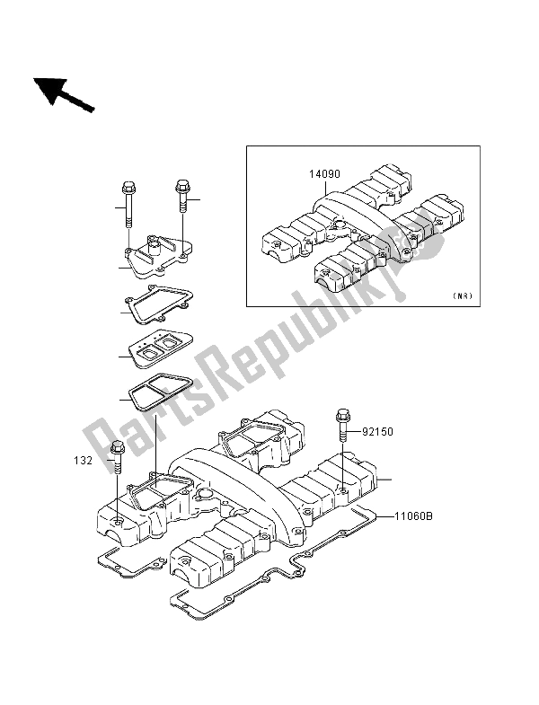 All parts for the Cylinder Head Cover of the Kawasaki Zephyr 550 1996