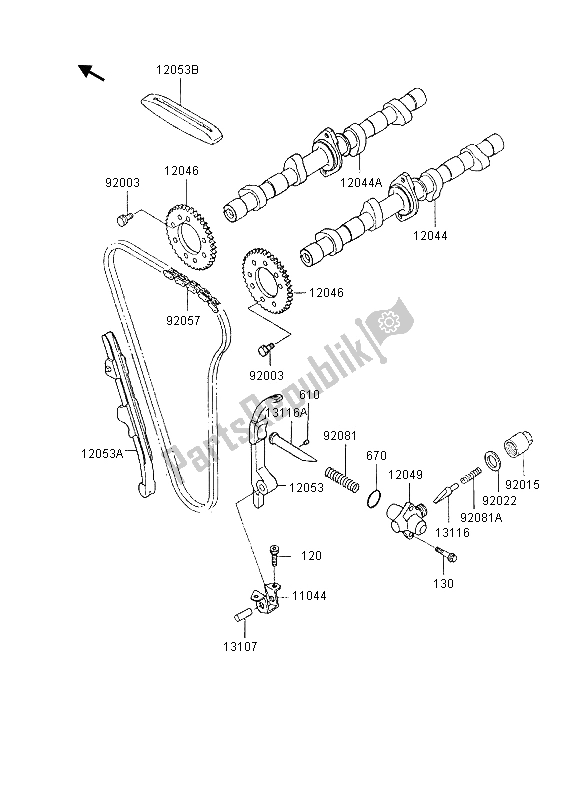 Alle onderdelen voor de Nokkenassen En Spanner van de Kawasaki GPX 600R 1995