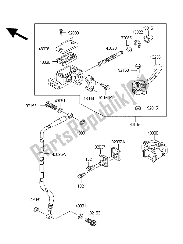 All parts for the Front Master Cylinder of the Kawasaki KX 65 2011