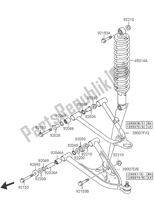 Tutte le parti per il Sospensioni Anteriori del Kawasaki KFX 400 2005