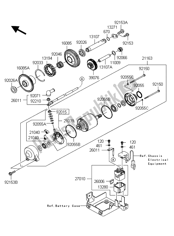 All parts for the Starter Motor of the Kawasaki 1400 GTR ABS 2012