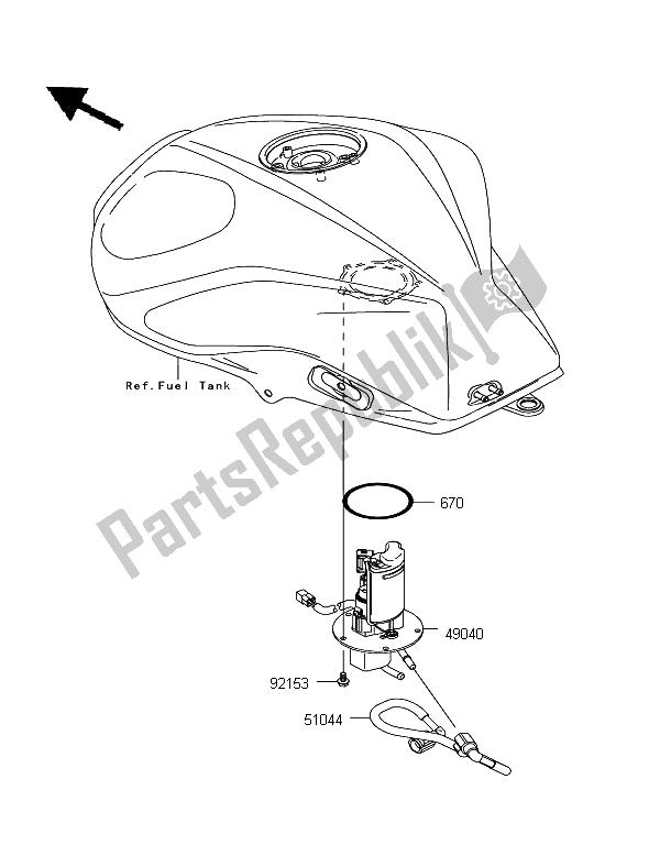 All parts for the Fuel Pump of the Kawasaki Z 750 2011