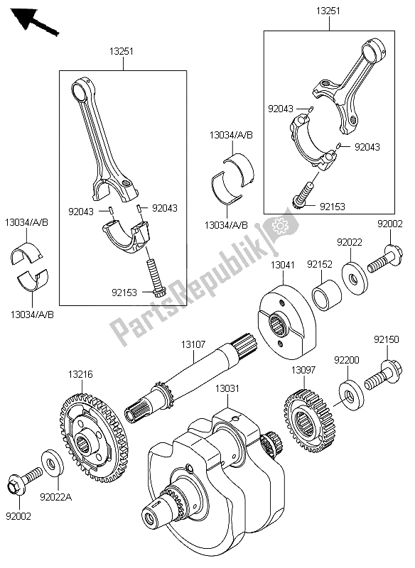 All parts for the Crankshaft of the Kawasaki VN 900 Custom 2012