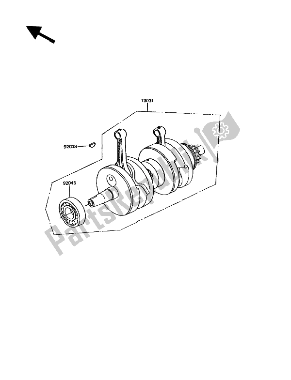 All parts for the Crankshaft of the Kawasaki GPZ 305 Belt Drive 1991