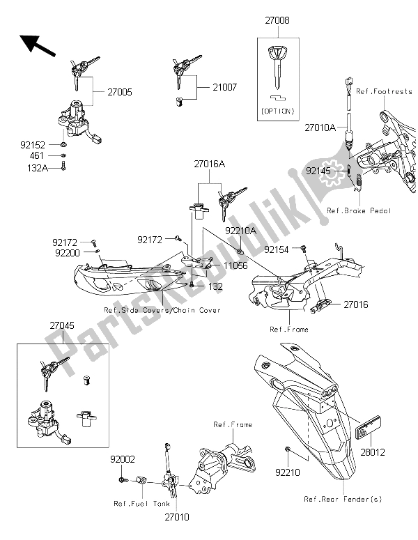 All parts for the Ignition Switch of the Kawasaki ER 6F ABS 650 2015