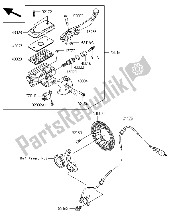 All parts for the Front Master Cylinder of the Kawasaki VN 1700 Voyager Custom ABS 2014