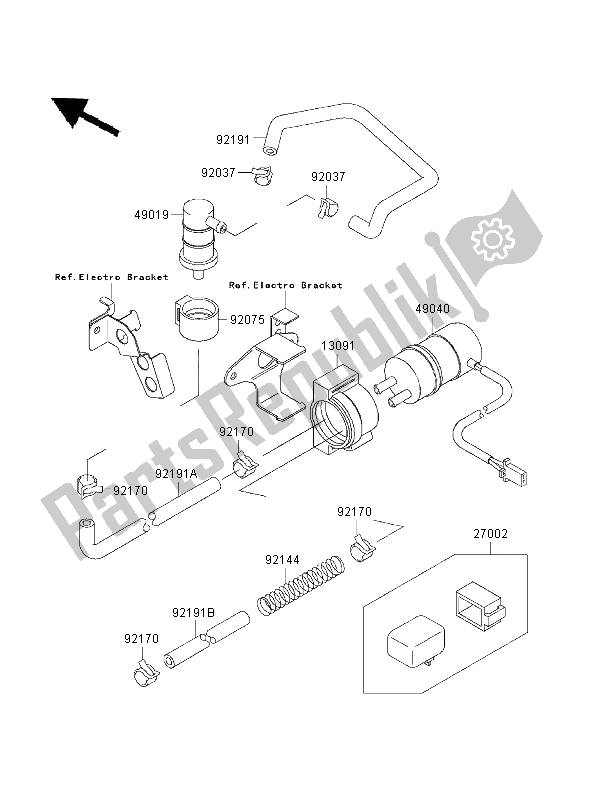 All parts for the Fuel Pump of the Kawasaki Ninja ZX 7 RR 750 1997